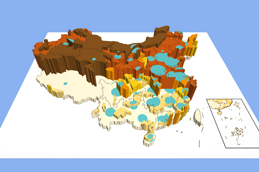 Distribution of water shortage and irrigated farmlands in China