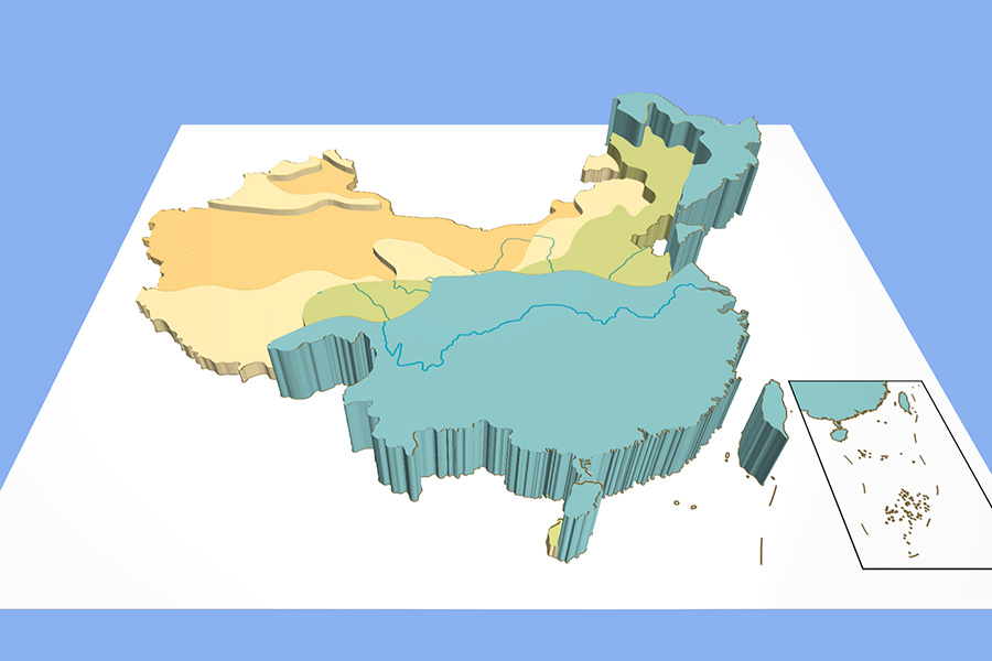 Distribution of wet and dry regions in China