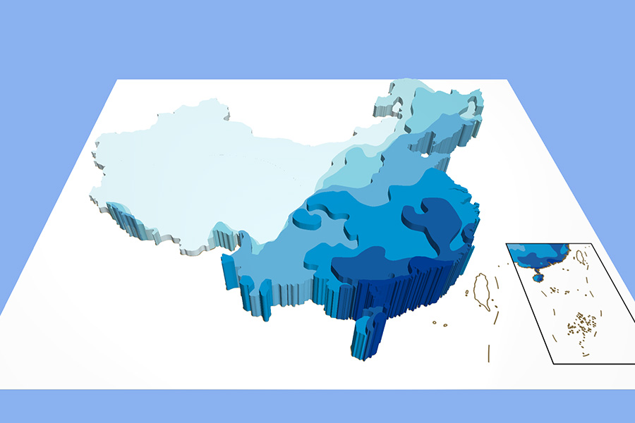 Annual average number of rainstorm days in China