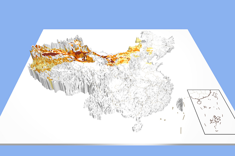 Distribution of desertified land in China