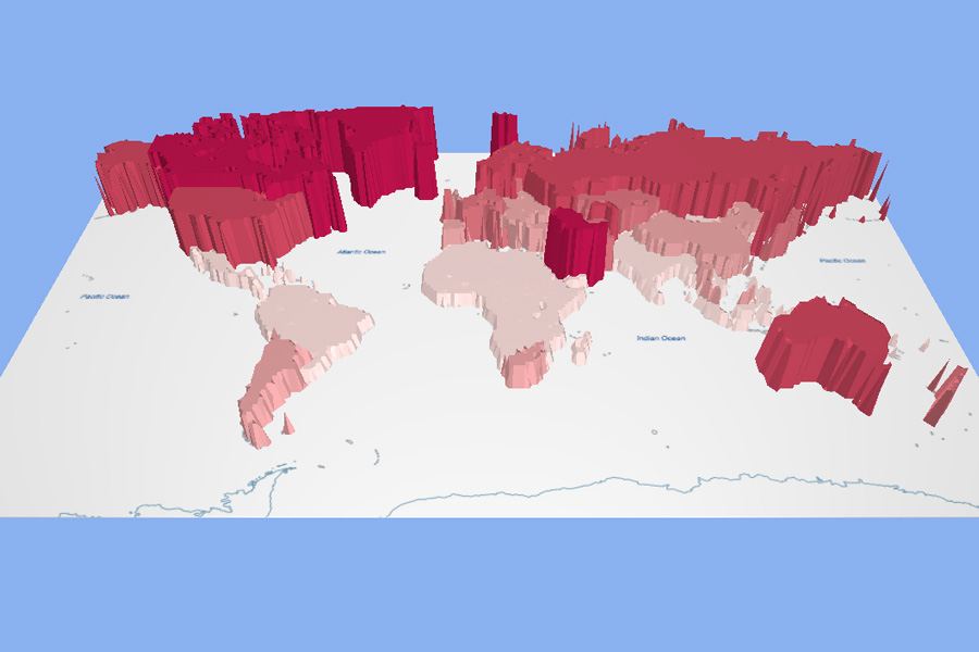 Global distribution of energy consumption per capita, 2020